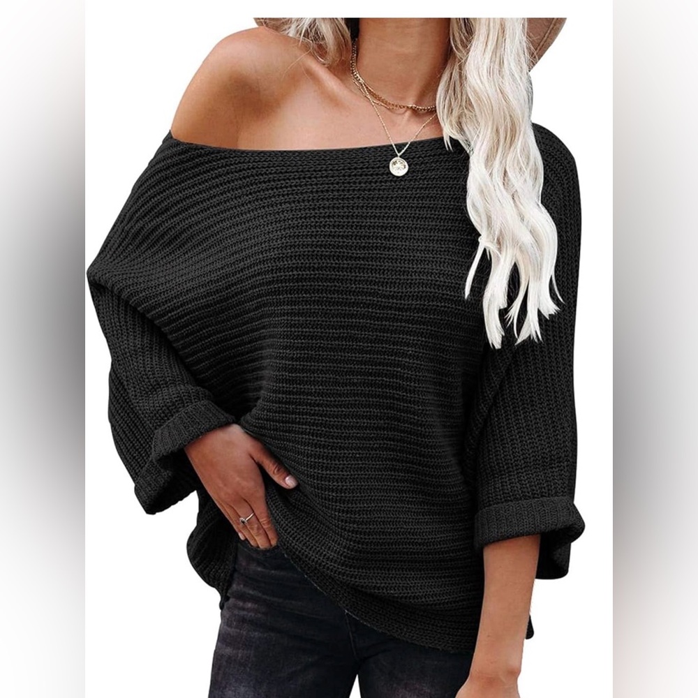 Black Off Shoulder Women's Sweatshirt